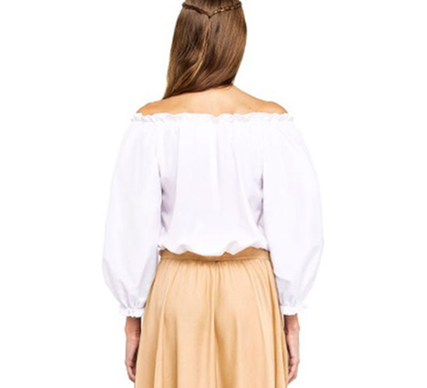 Blusa Medieval blanca para mujer-B
