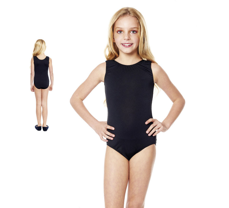 Body oder Trikot mit breiten schwarzen Trägern für Mädchen-B