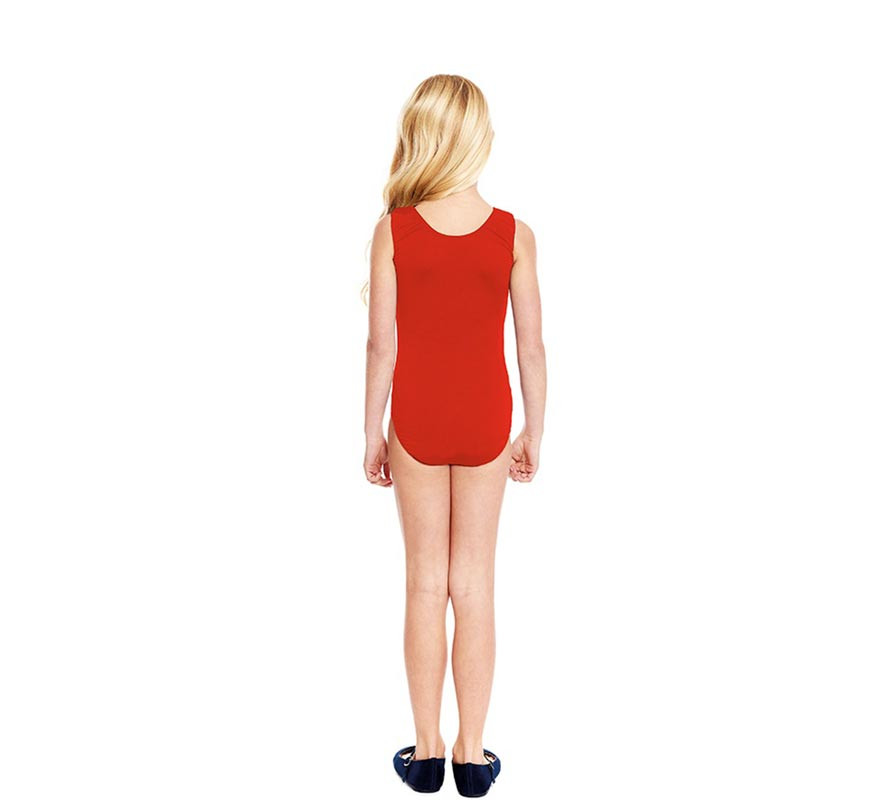 Body oder Trikot mit breiten roten Trägern für Mädchen-B