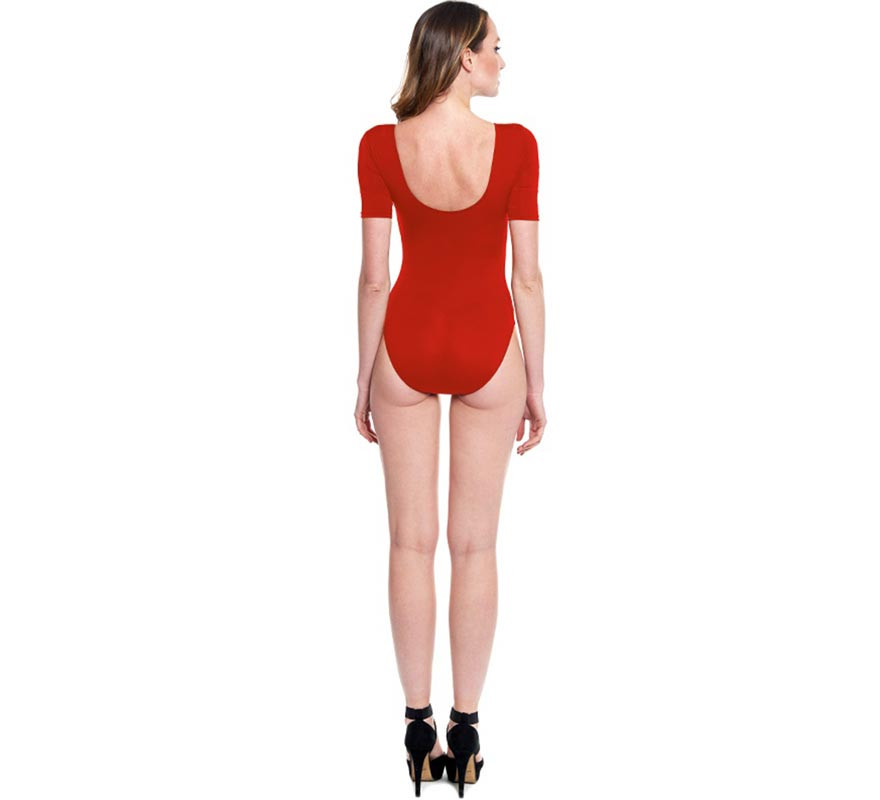 Body ou maillot rouge à manches courtes pour femme-B
