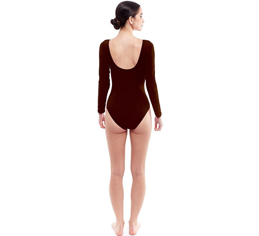 Dark brown long sleeve bodysuit or jersey for women-B