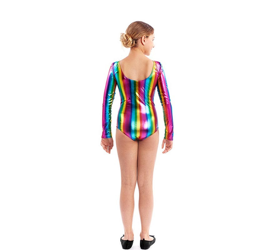 Body ou jersey de manga comprida em metal multicolorido para menina-B