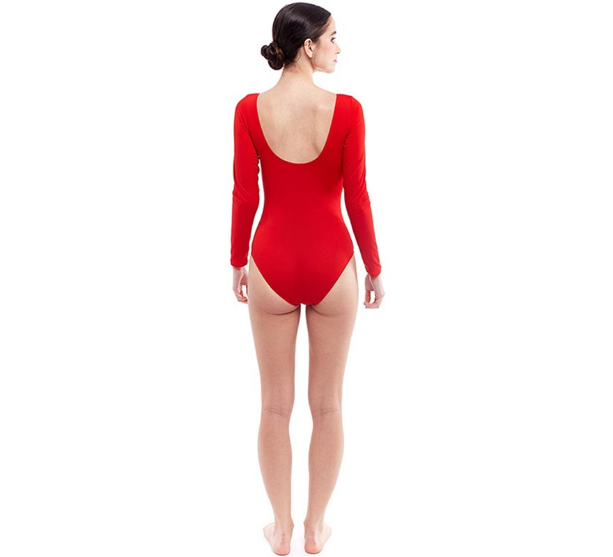 Body ou camisa vermelha de manga comprida para mulheres-B