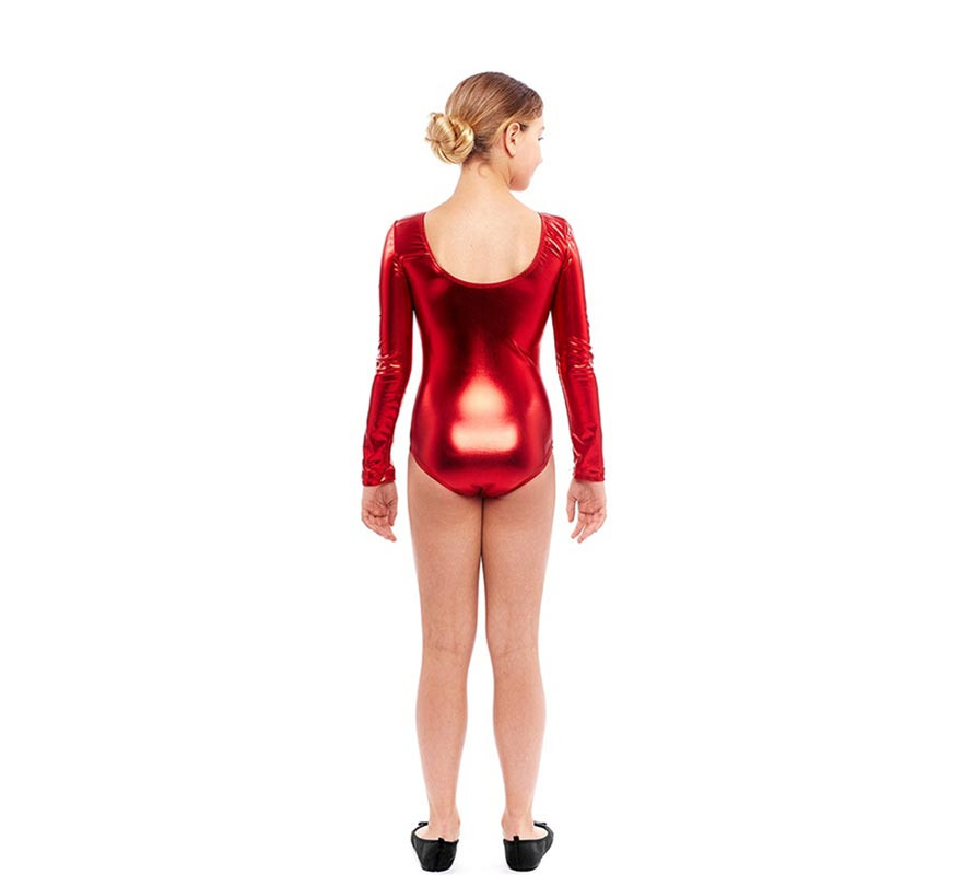 Long sleeve metal red bodysuit or jersey for girl-B