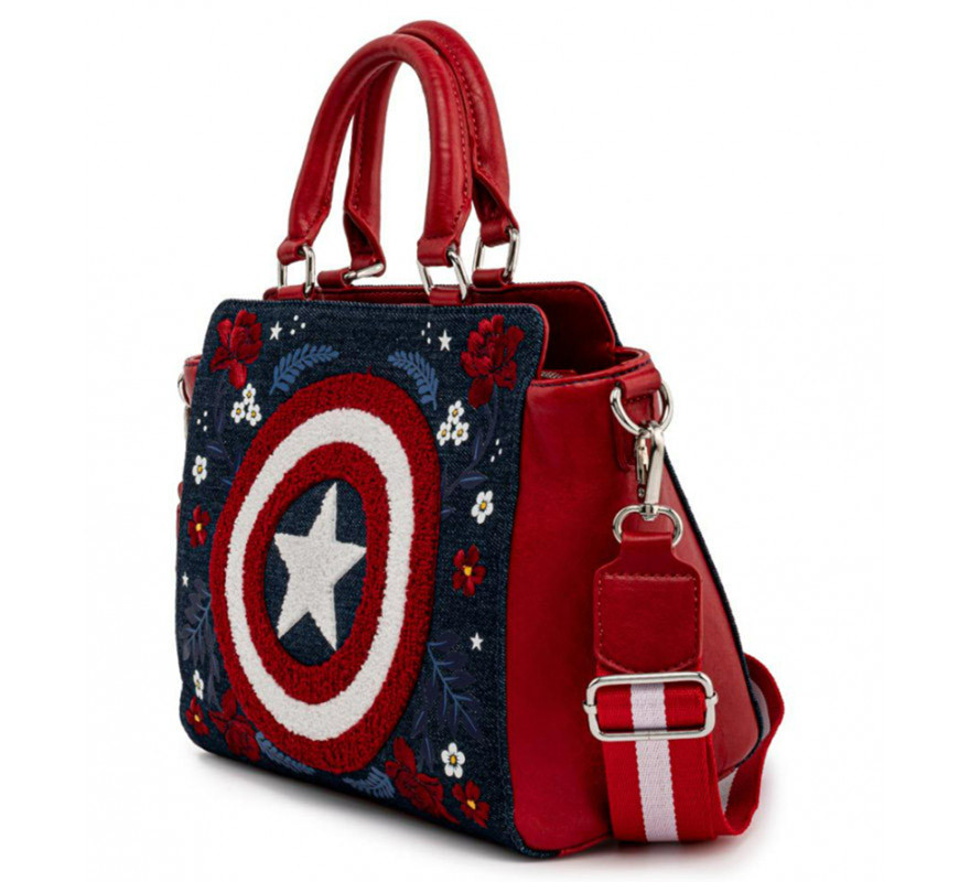 Bolsa de ombro Loungefly Capitão América 80º aniversário da Marvel-B