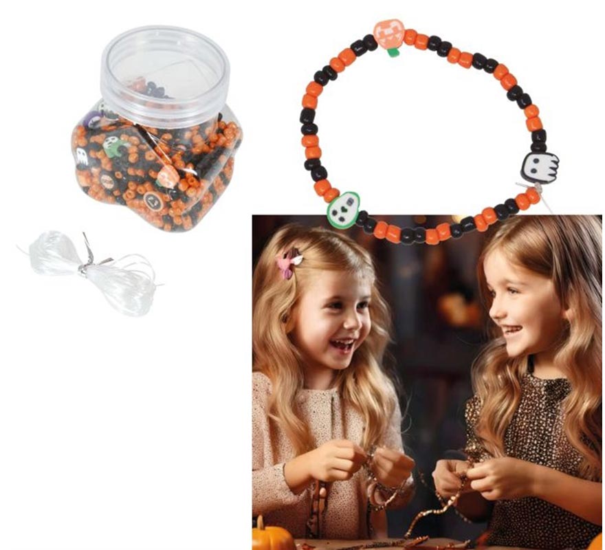 Jar of 1300 Halloween Bracelet Pieces-B