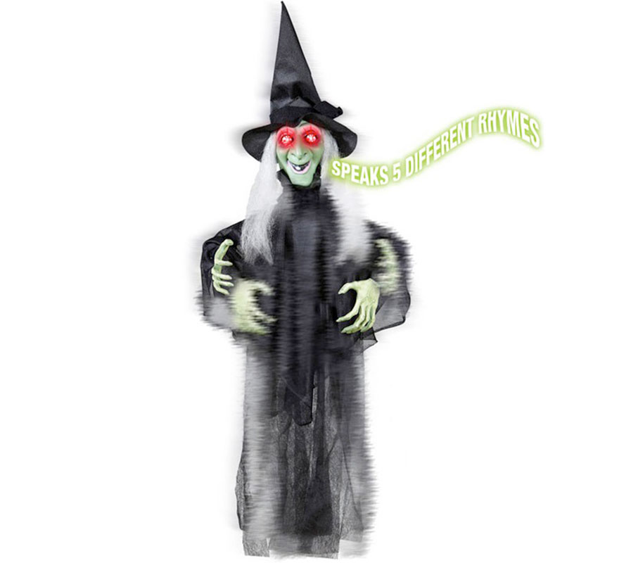 Móbile de bruxa falante com olhos luminosos e sensor de som, 60 cm-B