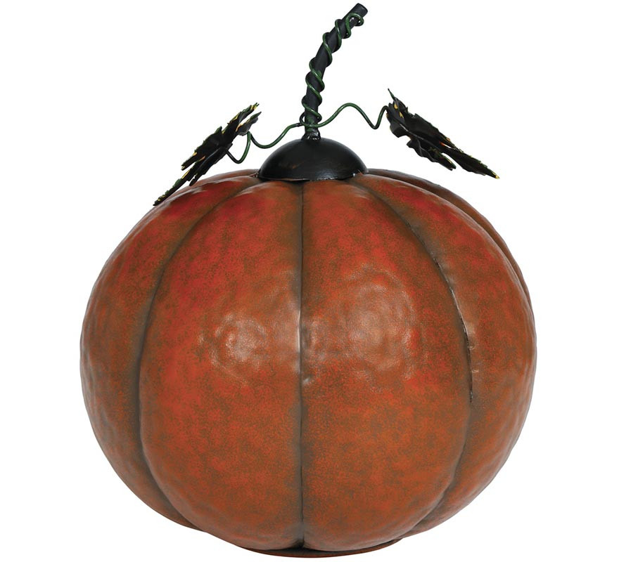 Orange Metal Pumpkin with Light 16 cm-B