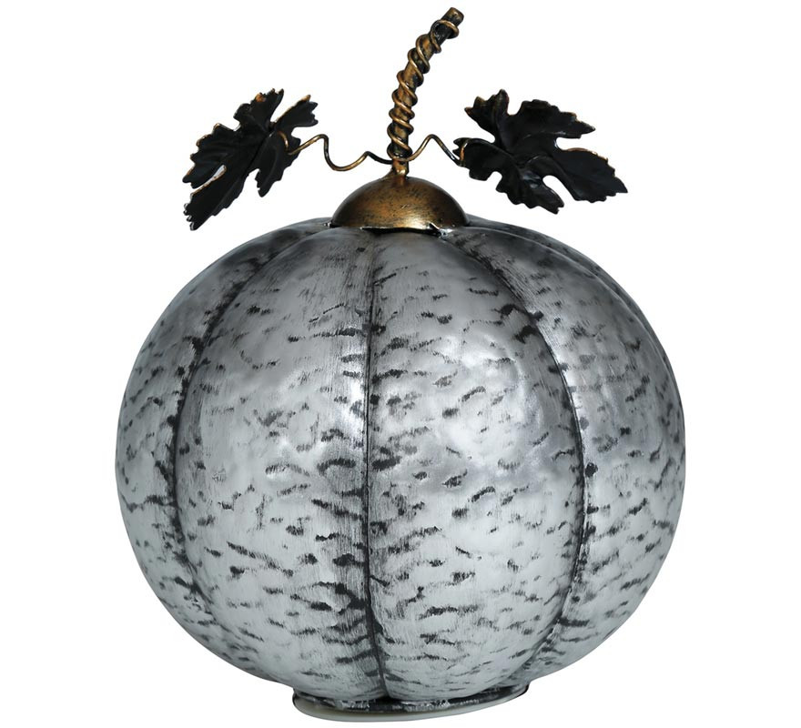 Calabaza Metálica plata con Luz 16 cm-B