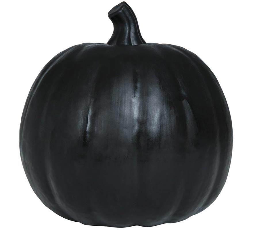 Citrouille en mousse noire avec lumière 16 cm-B