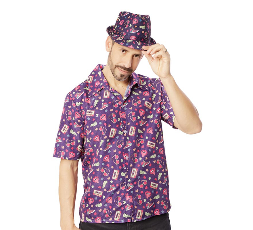Camisa de los Años 90 lila para hombre-B