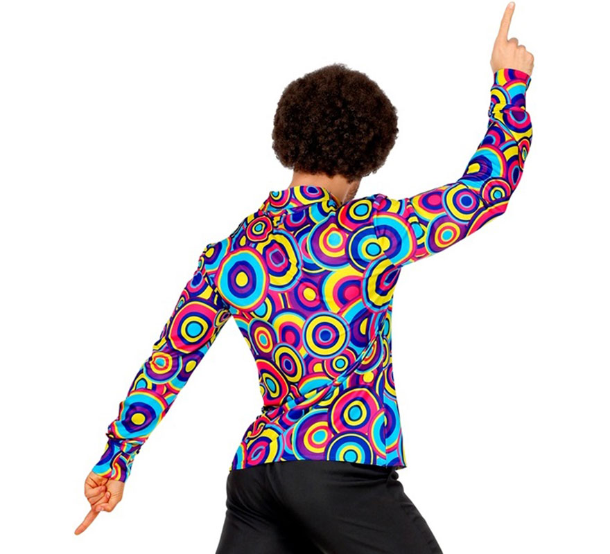 Chemise disco imprimée années 70 pour homme-B