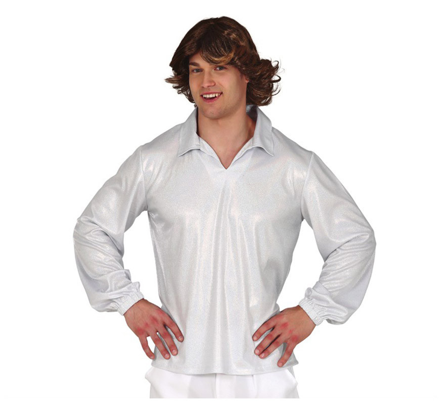 Camisa de prata disco para homens-B