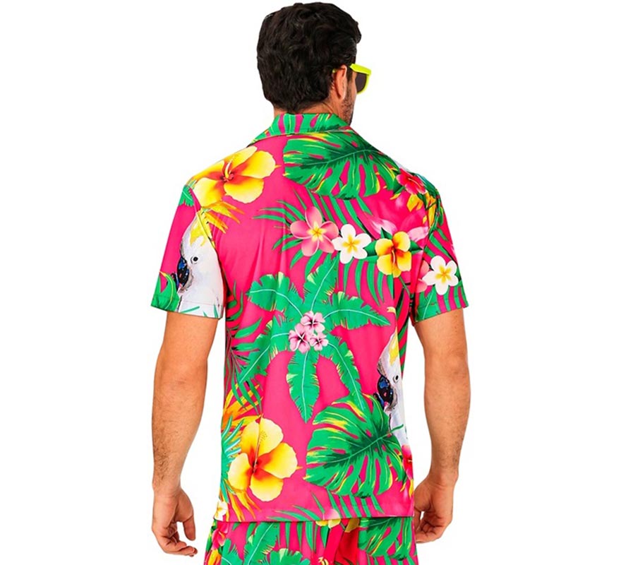Camisa manga corta Hawaiana Estampado Cacatúa para hombre-B