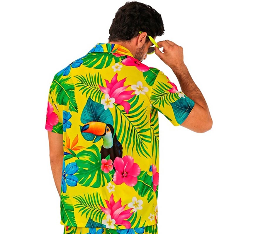 Camisa manga corta Hawaiana Estampado Tucán para hombre-B
