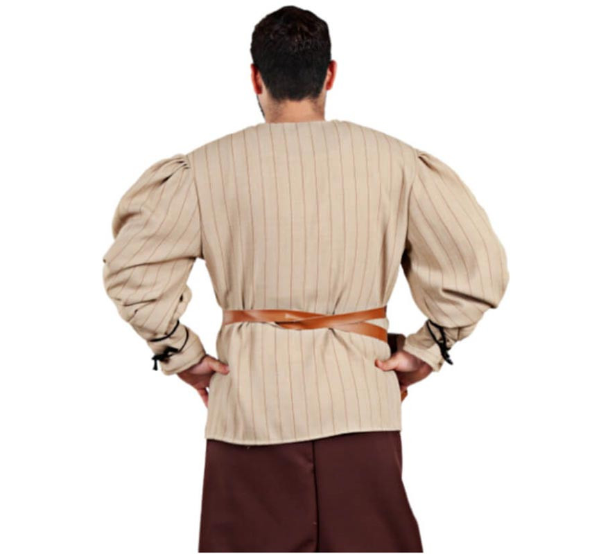 Camicia medievale a righe beige per uomo-B