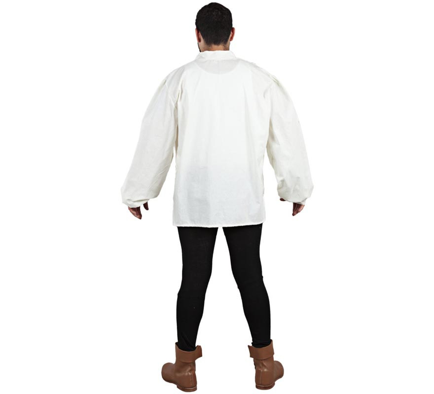 Camicia da locandiere medievale bianca per uomo-B