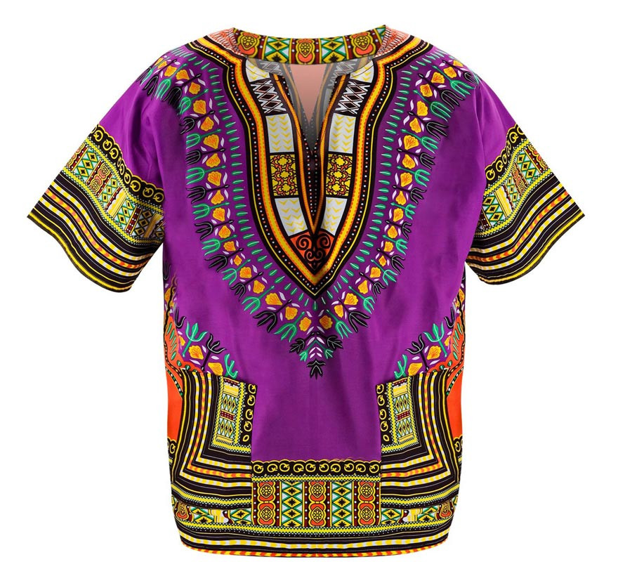 Camisa o Dashiki Africana púrpura para hombre-B