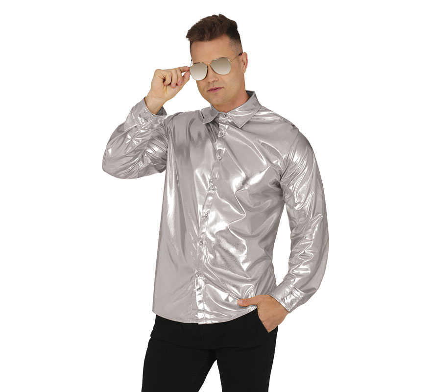 Camisa plateada brillante adulto-B