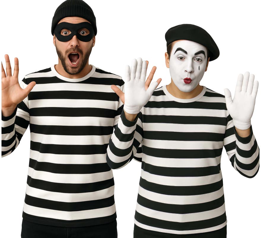 Camiseta Mimo o Preso a Rayas blancas y negras para hombre-B