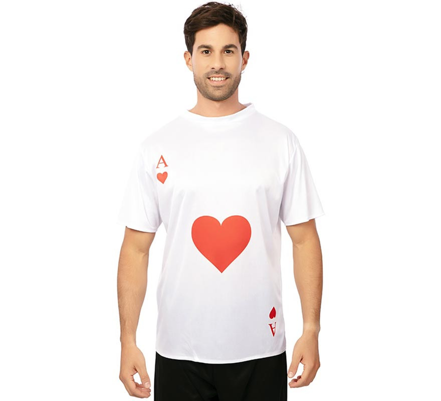 Ace of Hearts Erwachsenes weißes T-Shirt-B