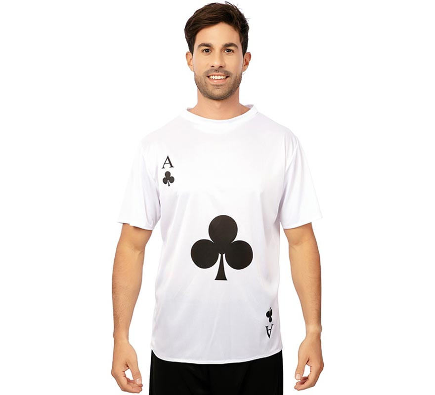 Ace of Clubs Erwachsenes weißes T-Shirt-B