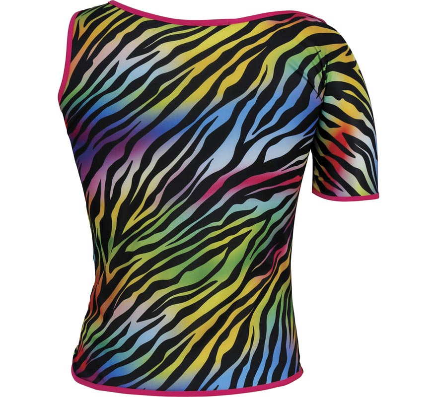 Camiseta Cebra multicolor Años 80 para mujer-B