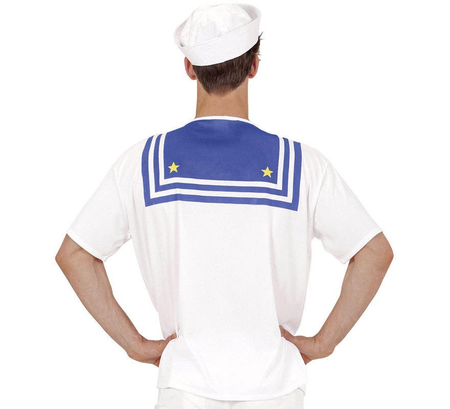 T-shirt marinaio bianca con ancora per uomo-B