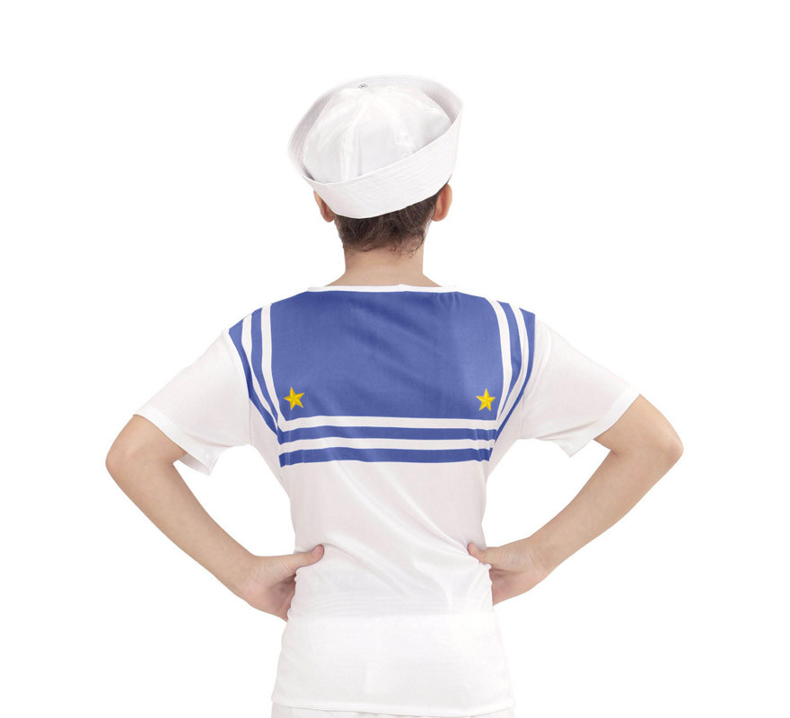 T-shirt marinaio bianca con ancora per bambini-B