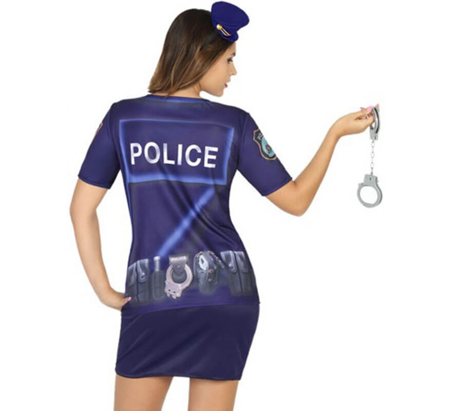 T-shirt do traje da polícia das mulheres-B