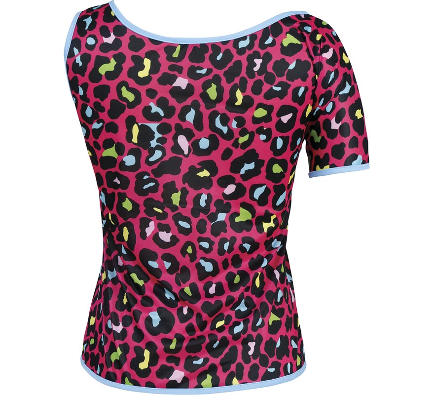 Camiseta Leopardo multicolor Años 80 para mujer-B