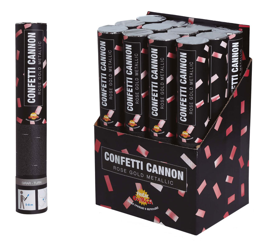 Cañón Confetti Kabuki Metálico Oro y Rosa de 30 cm-B