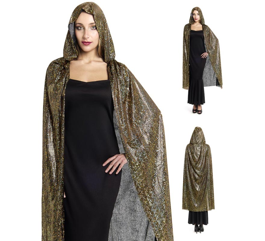 Capa com capuz dourada bicolor, 120 cm-B Capa com capuz dourada bicolor, 120 cm-B