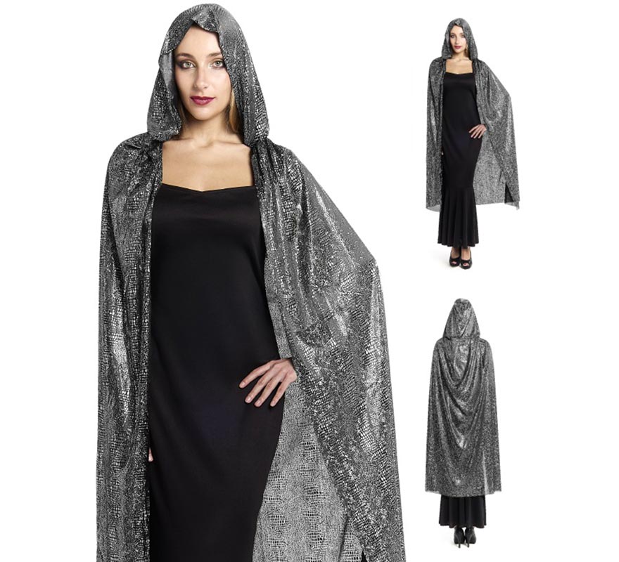 Capa com capuz prateada bicolor, 120 cm-B