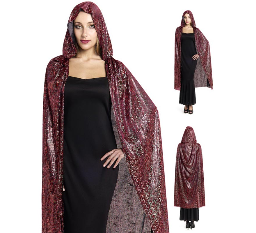 Capa com capuz vermelha bicolor, 120 cm-B Capa com capuz vermelha bicolor, 120 cm-B