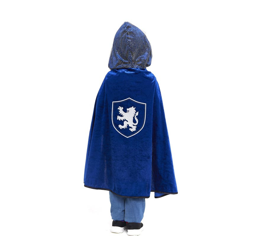 Blue knight cape with children's hood-B