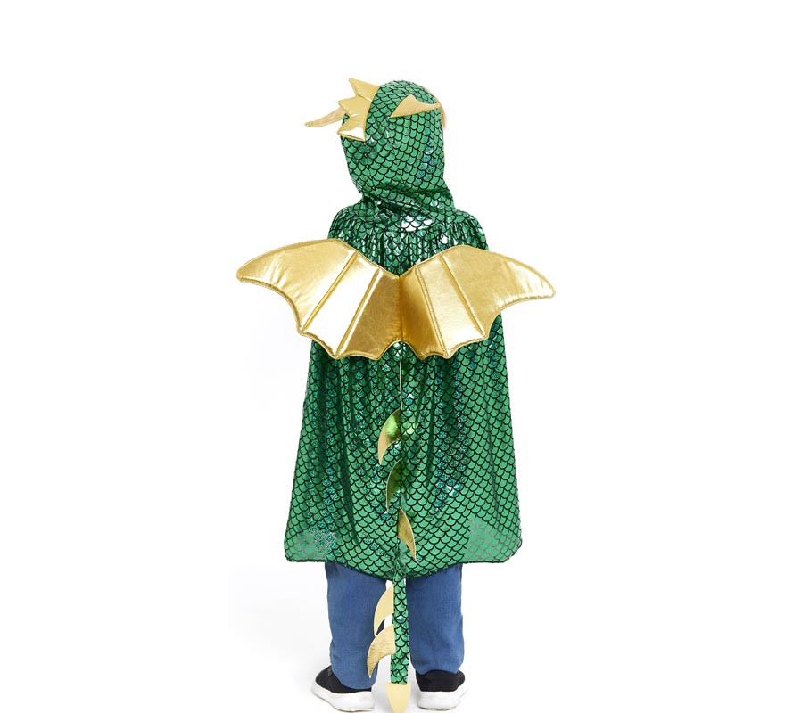 Green Dragon cape with hood and wings for children-B