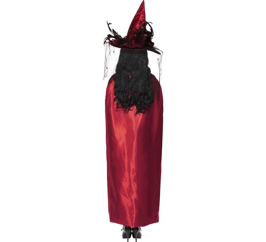 Capa de bruxa reversível vermelha e preta para mulheres-B