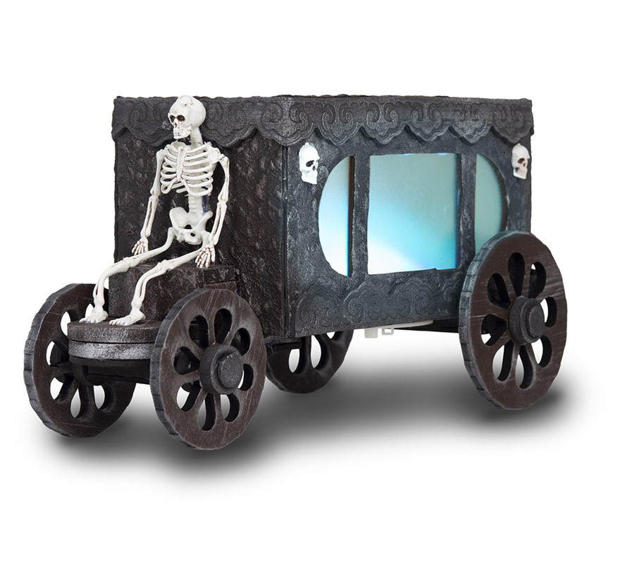 Carro funerário preto com luz e som 18x31x18 cm-B