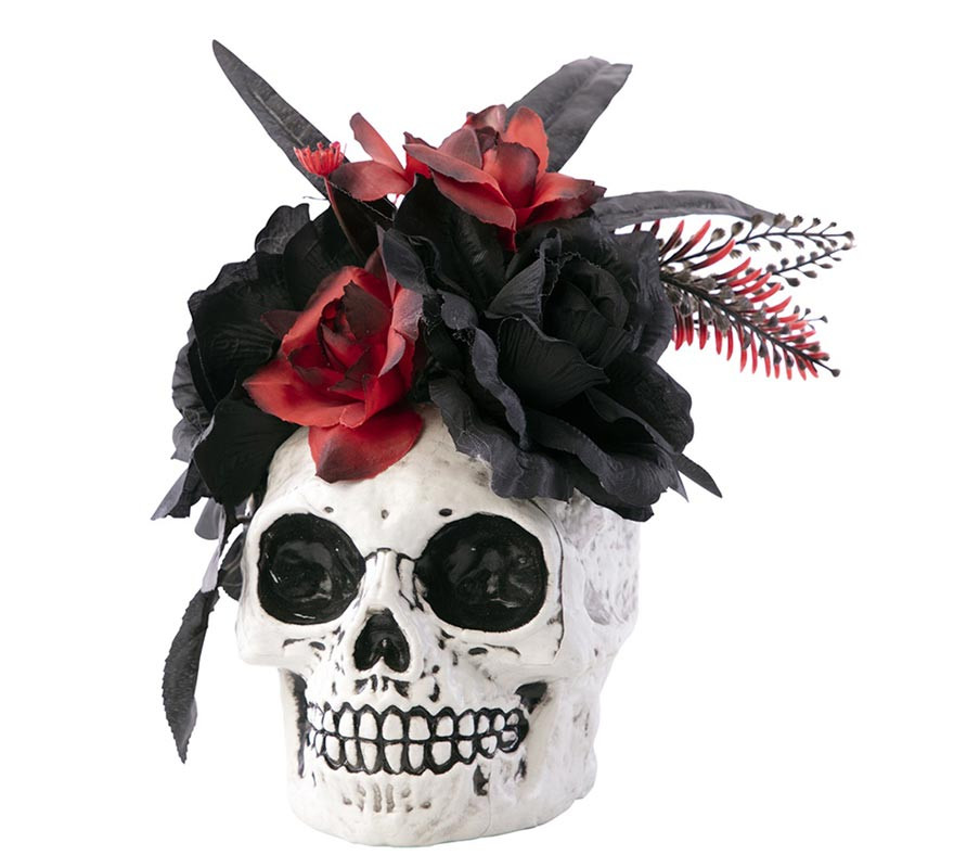 Skull Centerpiece with Flowers 20x14x25 cm-B