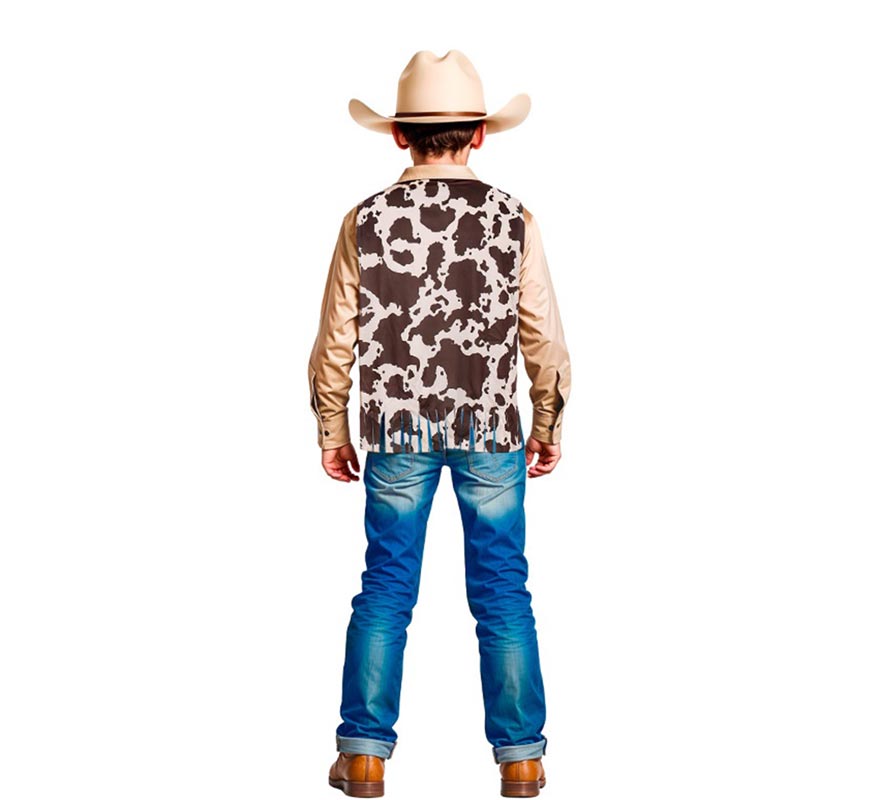 Chaleco de Vaquero marrón estampado infantil-B