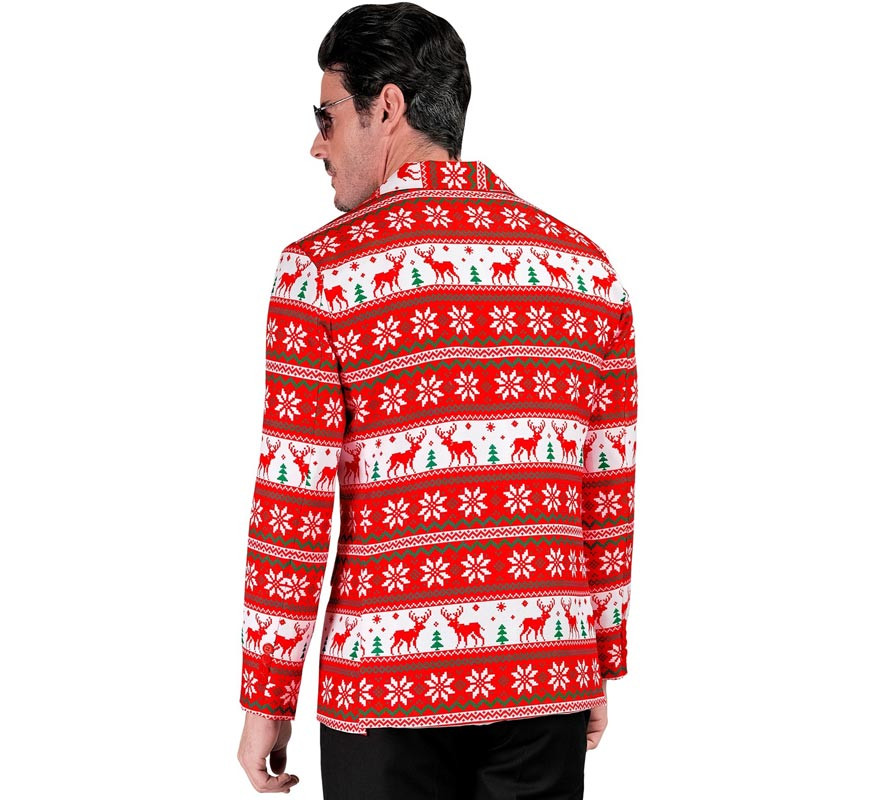 Chaqueta Feliz Navidad rojo y blanco para hombre-B