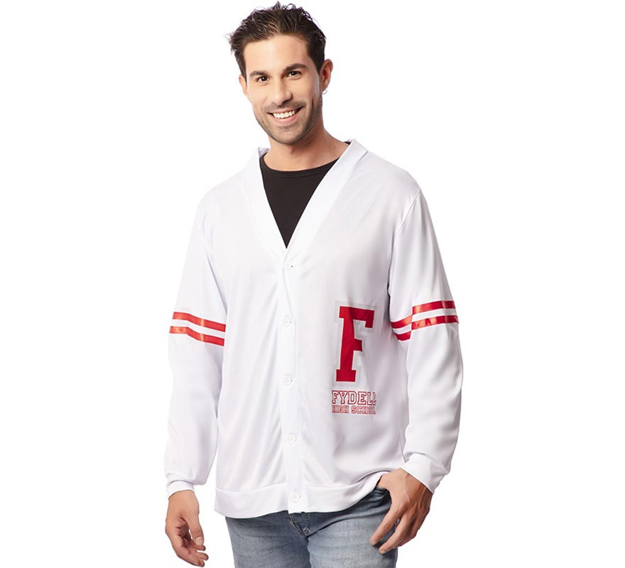 Chaqueta Universitaria de los años 50 blanca para hombre-B