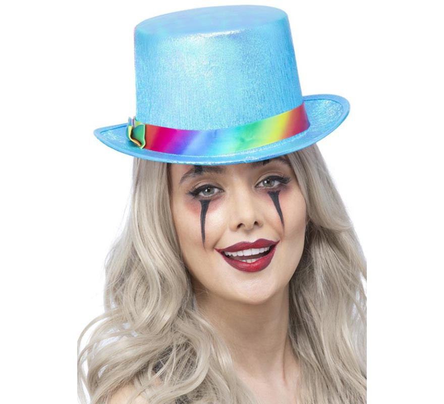 Chapéu de palhaço com fita arco-íris em várias cores-B