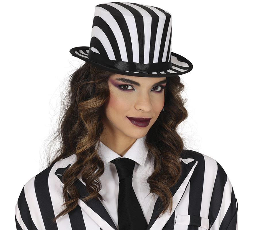 Top hat Black and white stripes-B