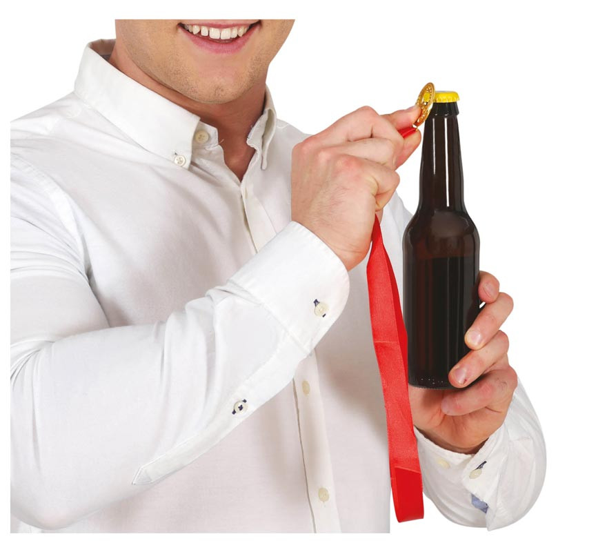 Collar Abre Botellas con cinta roja-B