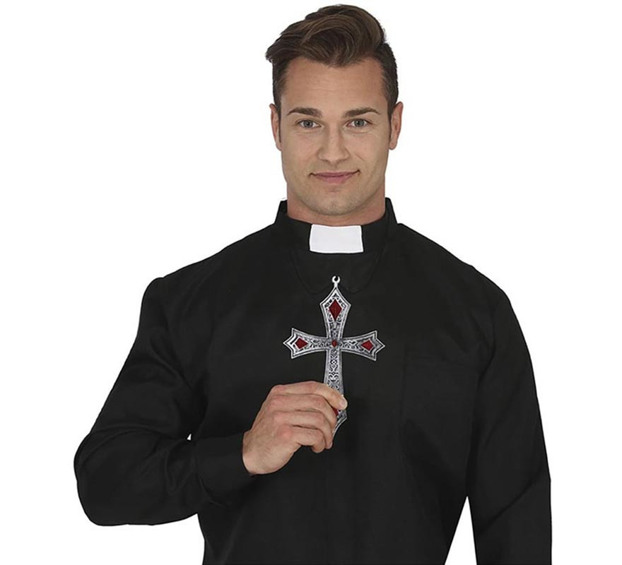 21 cm lange graue Gothic-Kreuz-Halskette-B