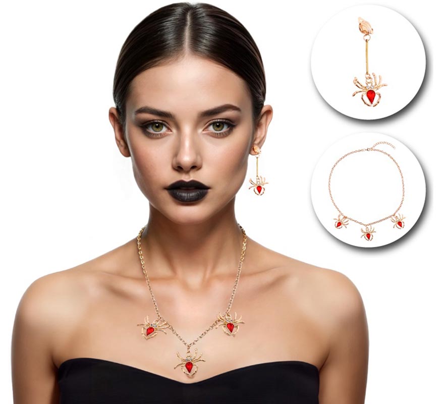 Colar e Brincos de Aranha-B