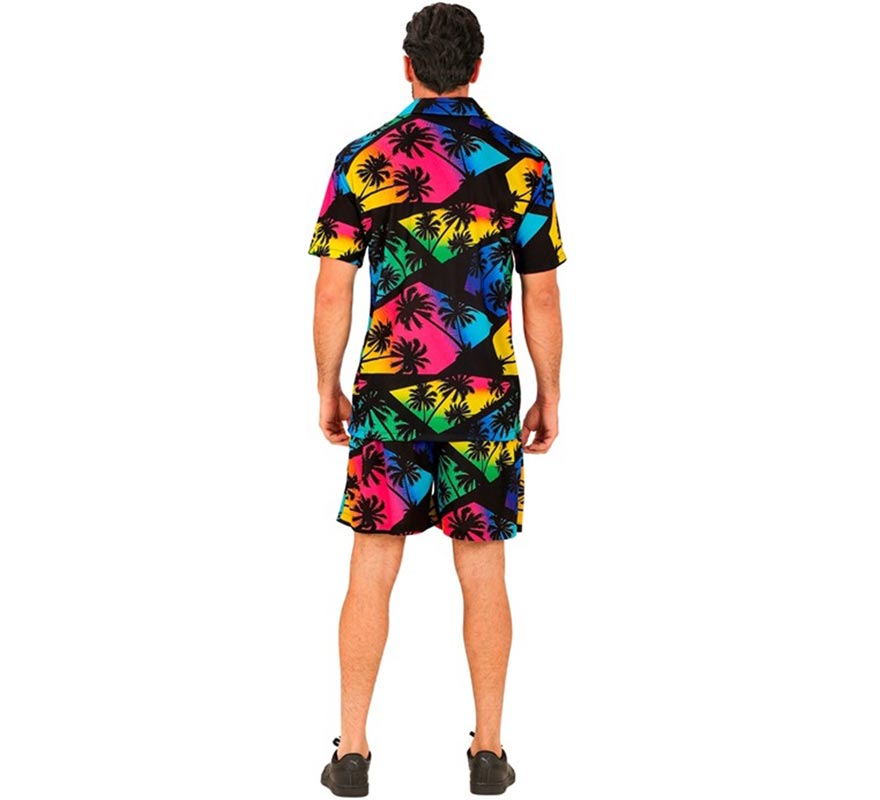 Palm Tree Print Summer Set: Men's Shirt and Shorts-B