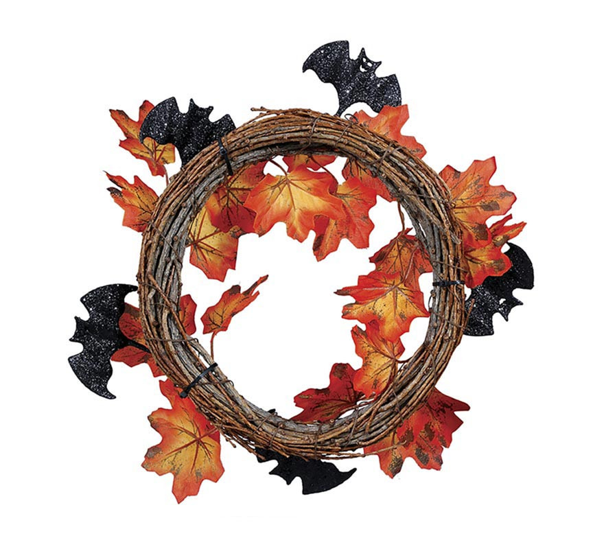 Coroa de Folhas de Outono e Morcegos de 30 cm-B